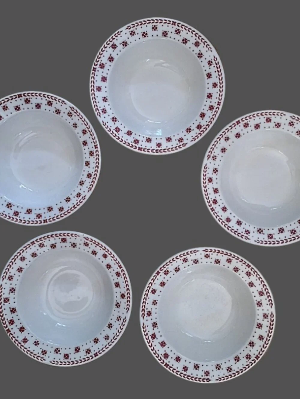 Vintage Homer Laughlin Rimmed Fruit Bowl Oakleaf Pattern Set of Five MINT